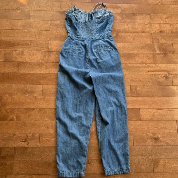 Anthropologie Pilcro And The Letterpress Blue Denim Zip Front Jumpsuit - Picture 3 of 5